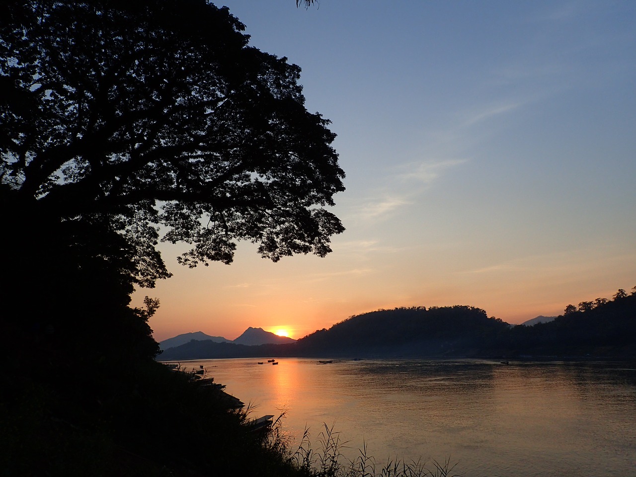 luang prabang the mekong sunset free photo