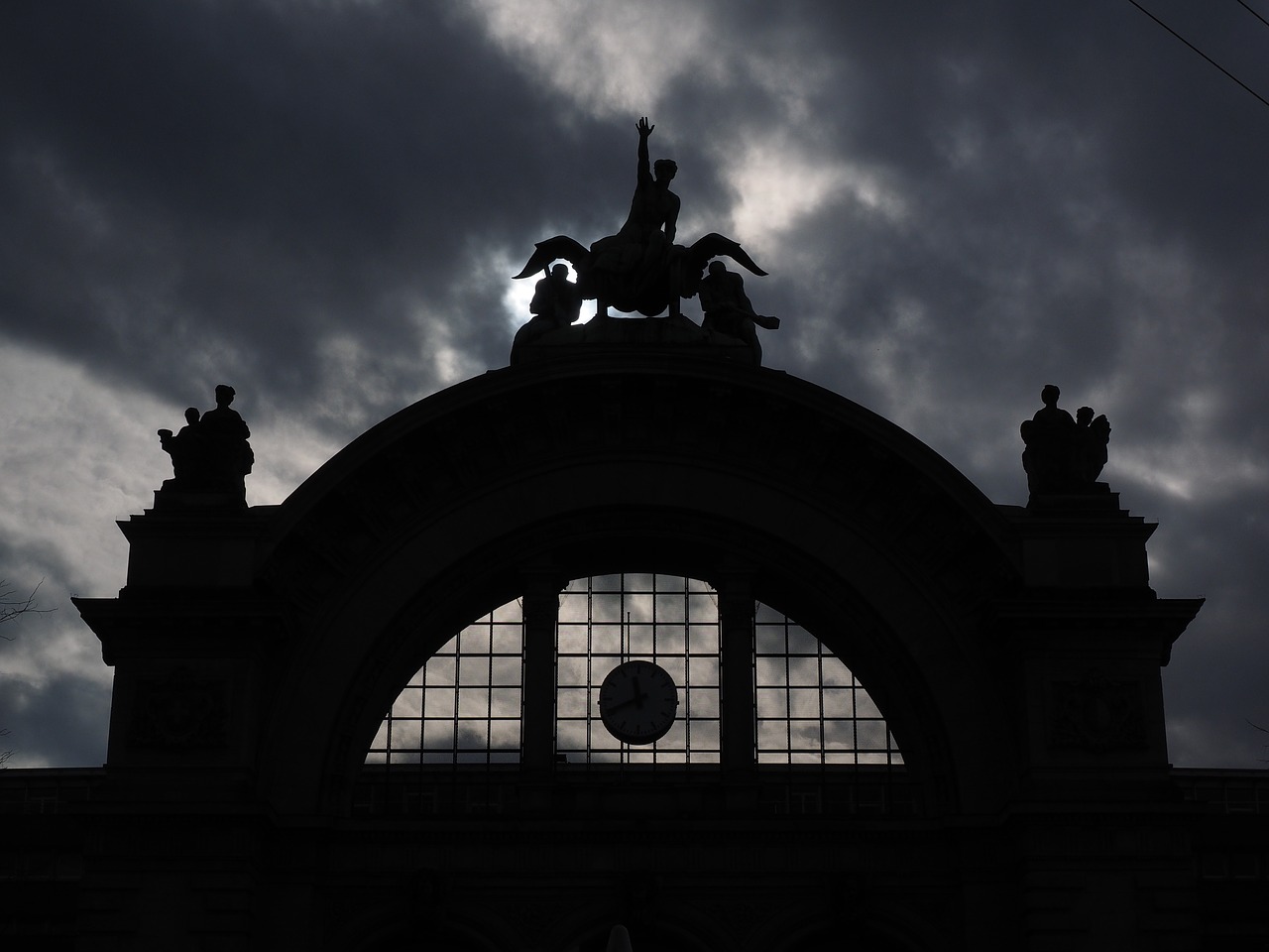 lucerne railway station station portal dark free photo