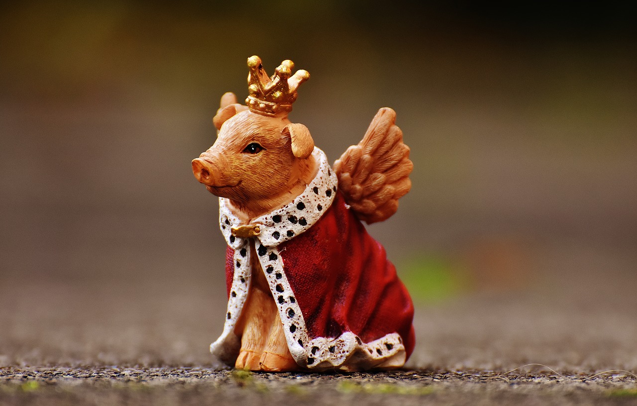 lucky pig guardian angel figure free photo