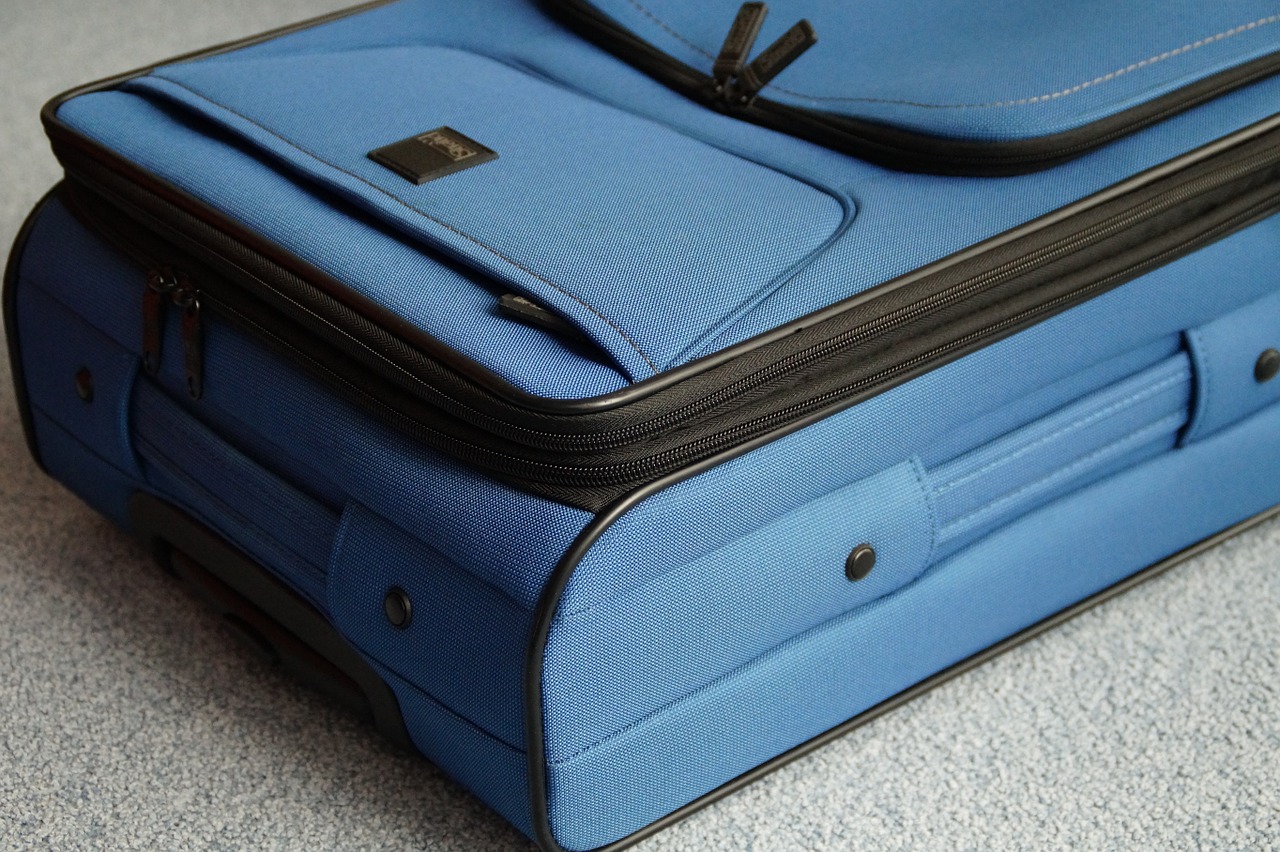 luggage blue go away free photo