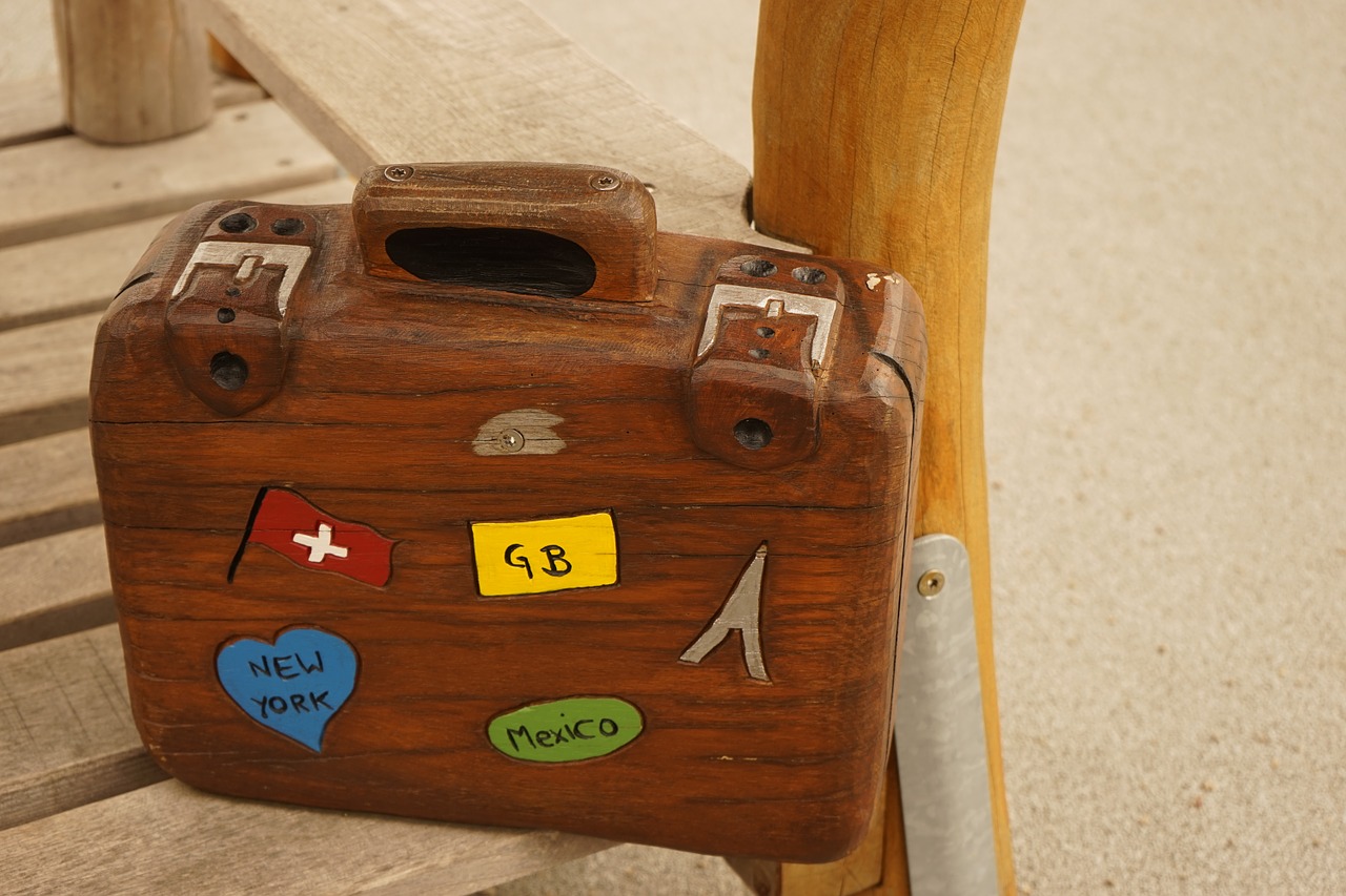 luggage wooden case colorful free photo