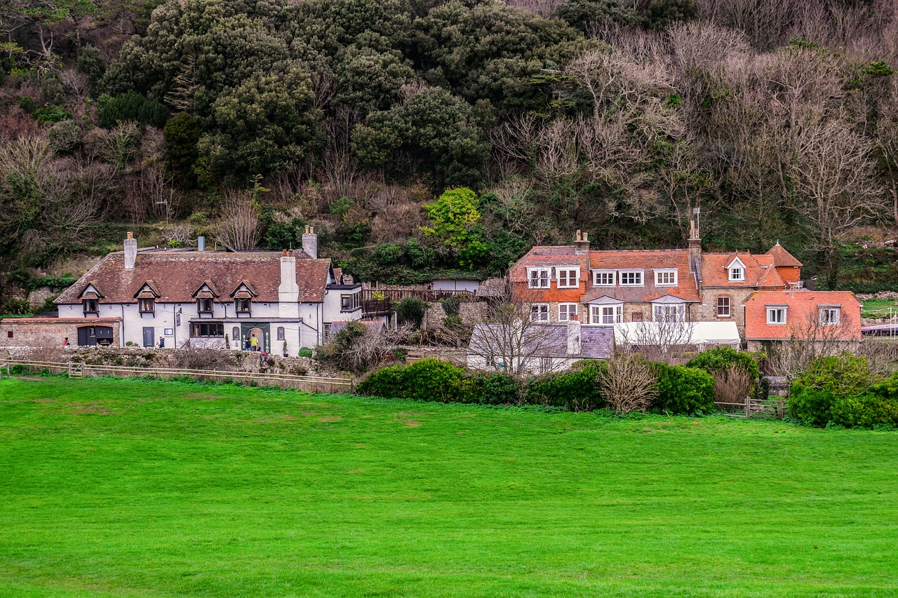 lulworth cove  cottages  village free photo