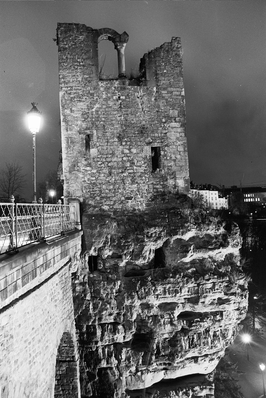 luxembourg night the ruins of the free photo