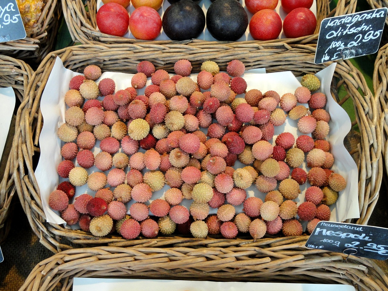 lychees farmers market gourmet free photo
