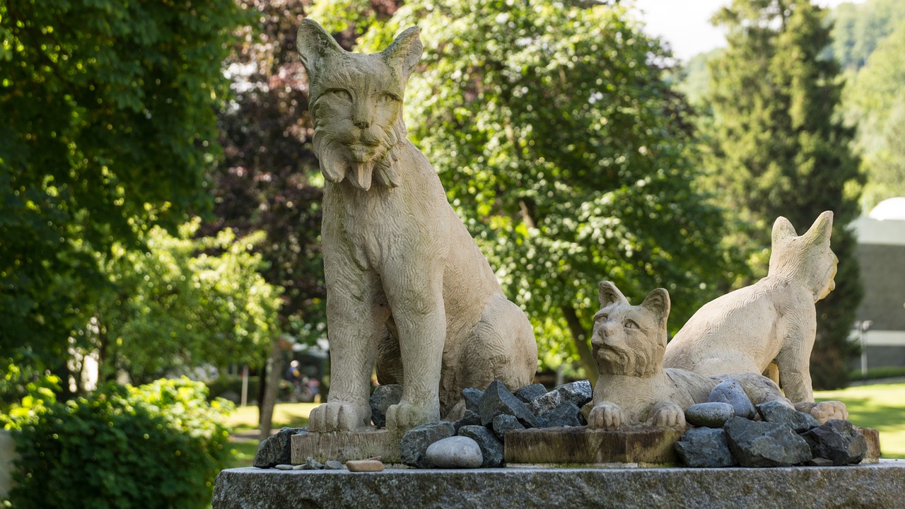 lynx statue family free photo