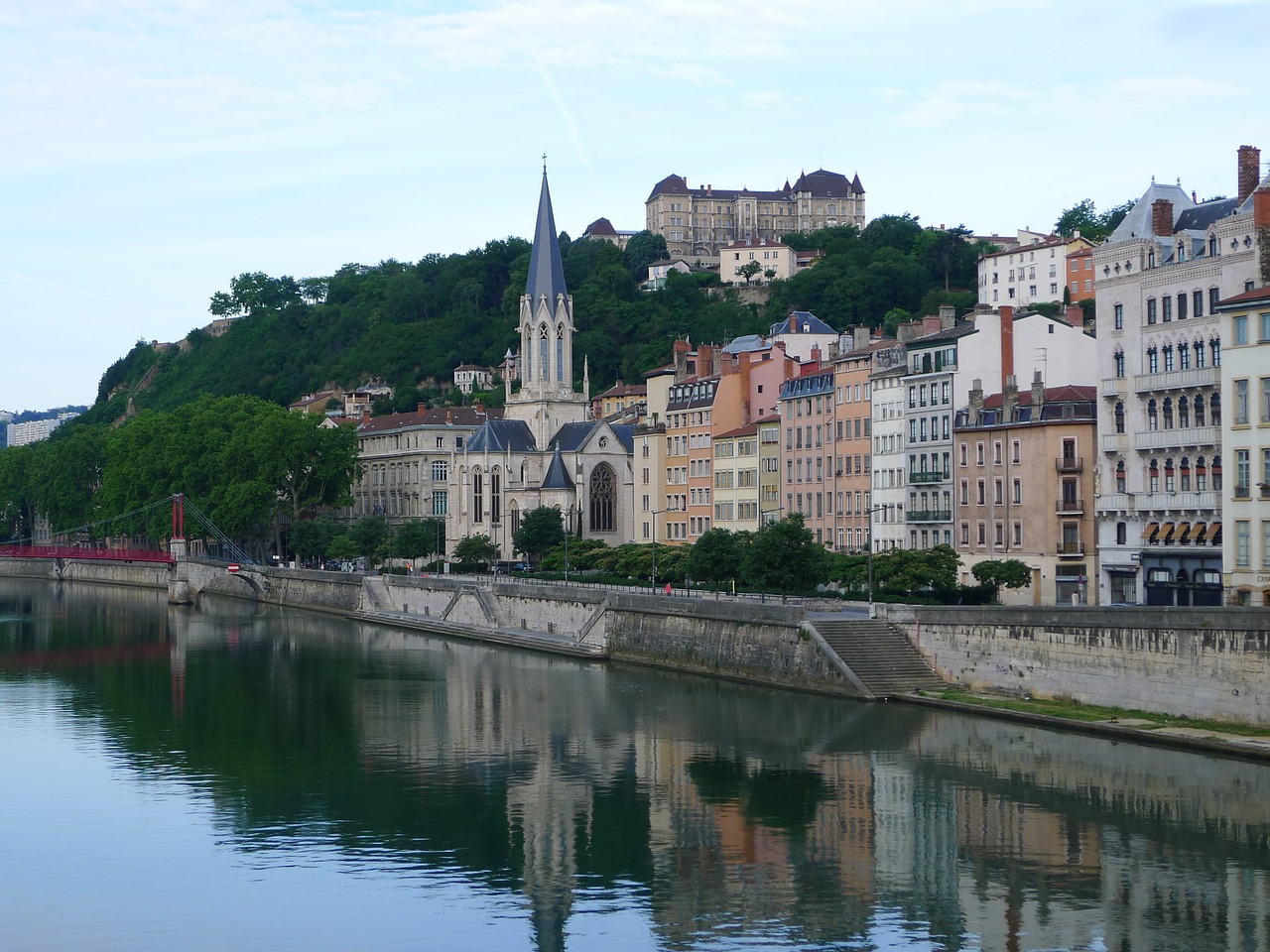 lyon france river city free photo