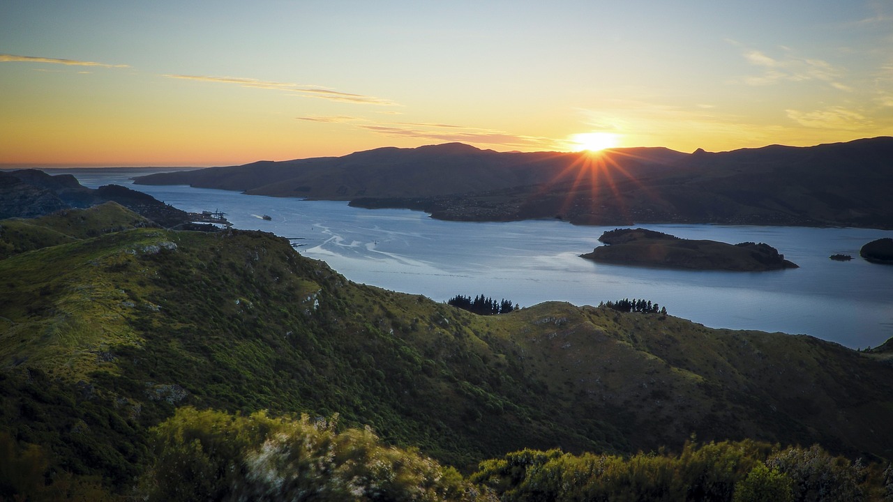 lyttleton sunrise new zealand free photo