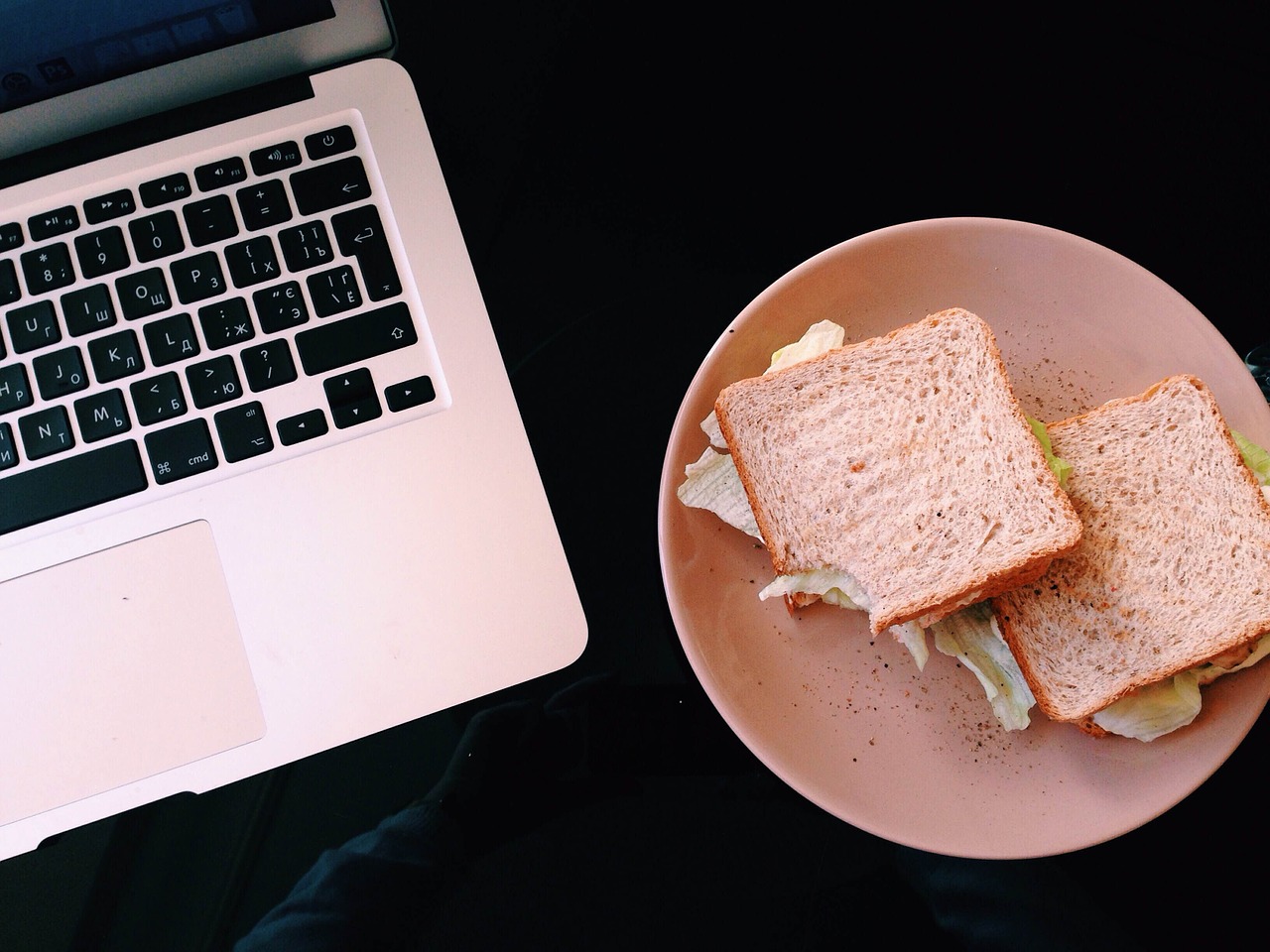 macbook lunch sandwich free photo
