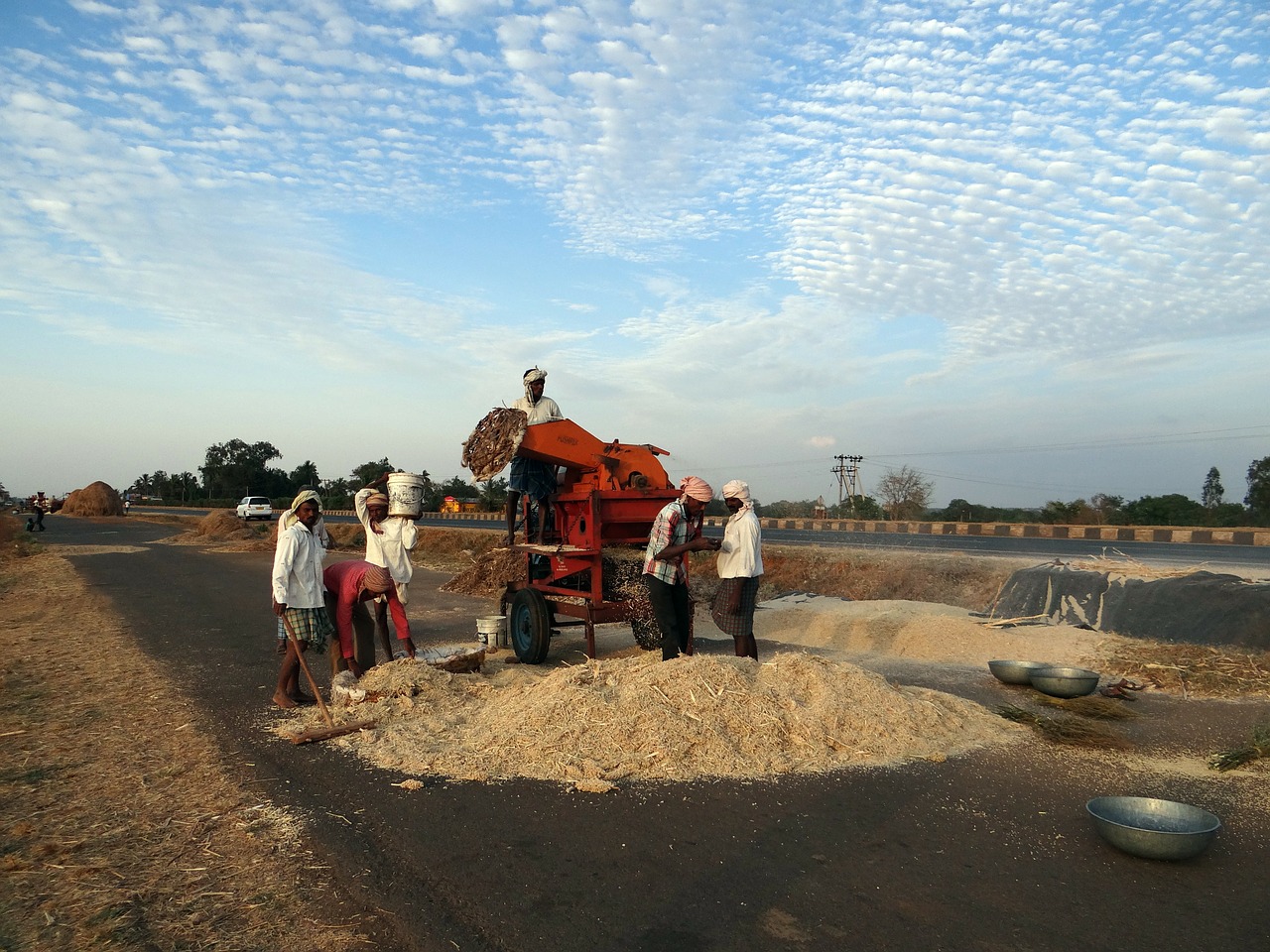 machine winnowing sorghum jowar free photo