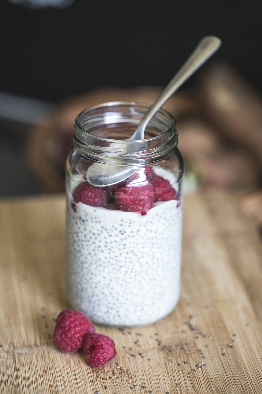 macro chia pudding free photo