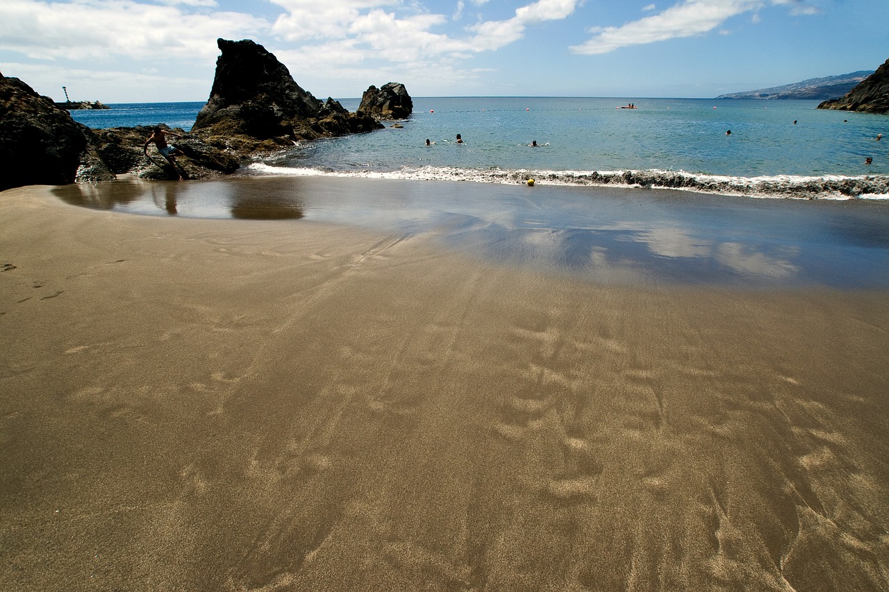 madeira sand beach rock free photo