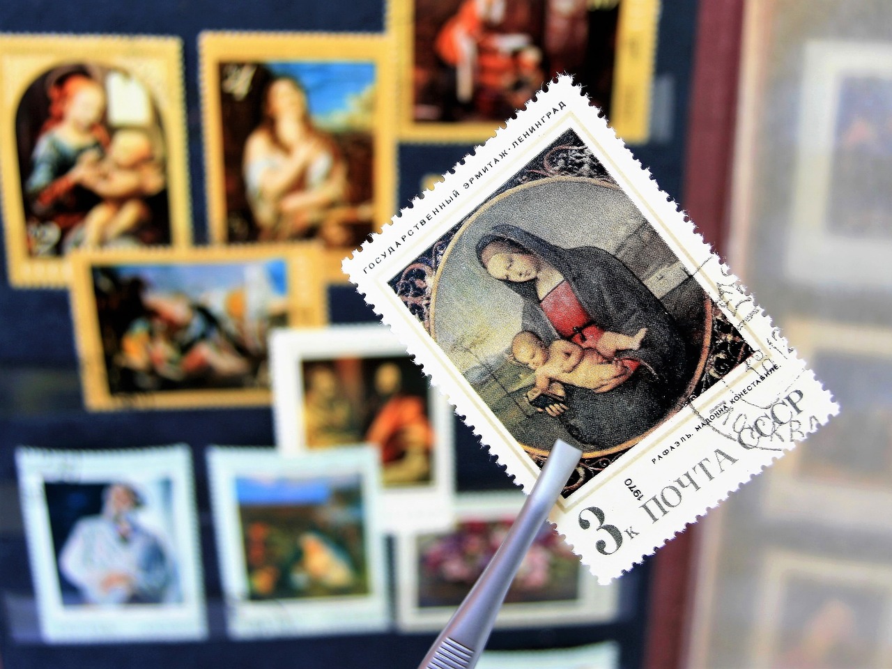 madonna postage stamps painting free photo
