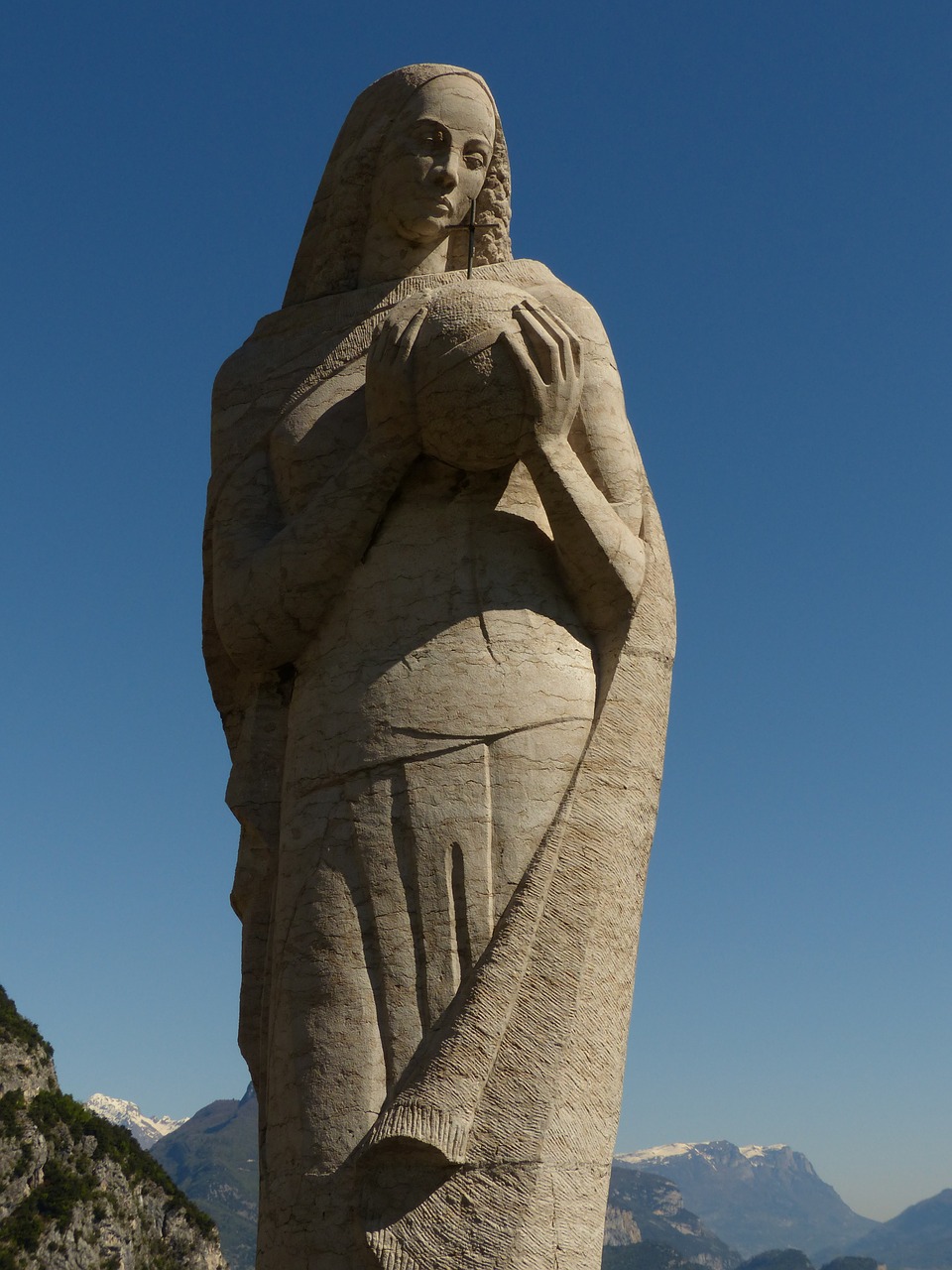 madonna figure stone figure free photo