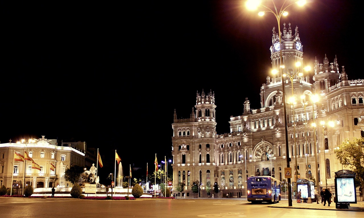 madrid spain night free photo