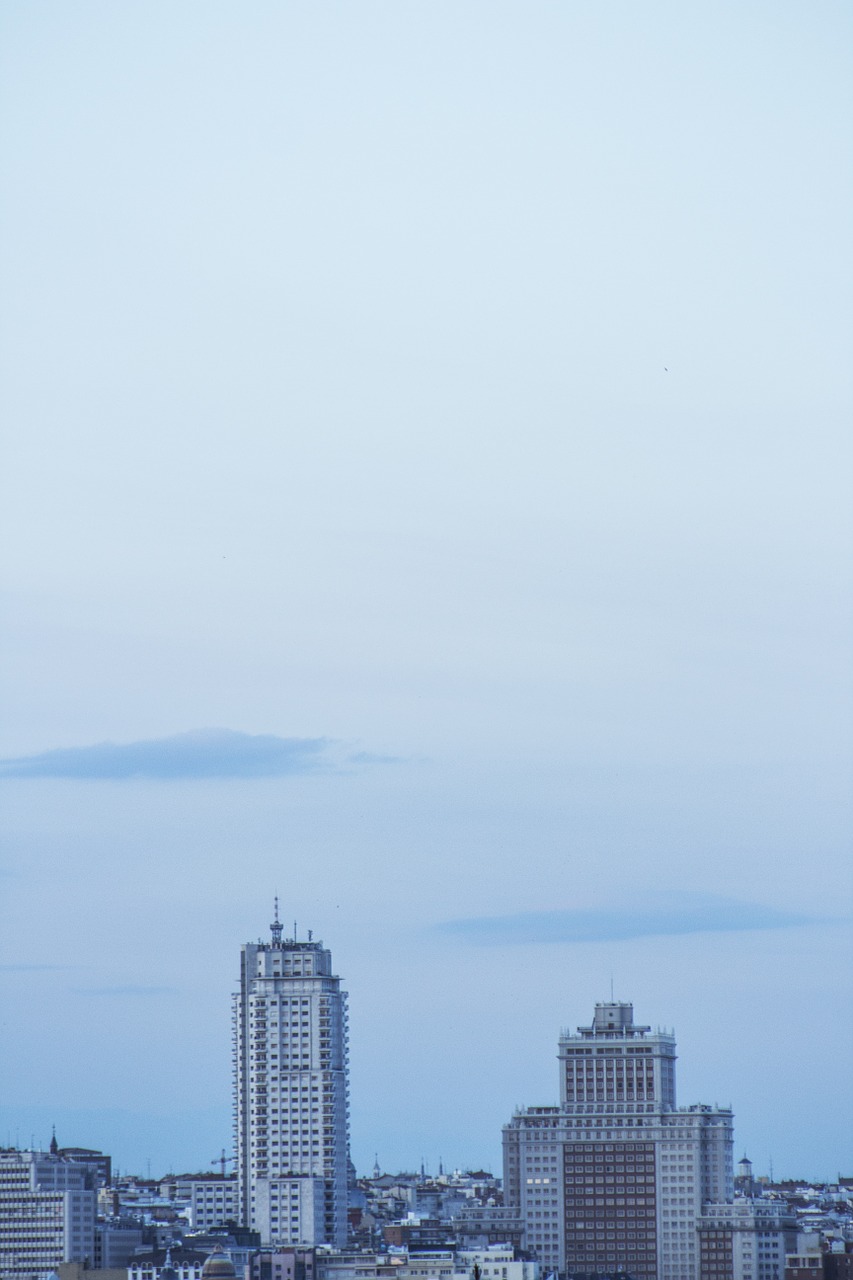 madrid tower spain building skyline free photo