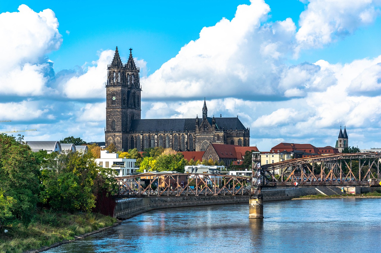 magdeburg  dom  river free photo