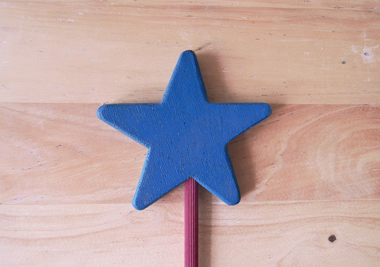 magic wand star wood blue star free photo
