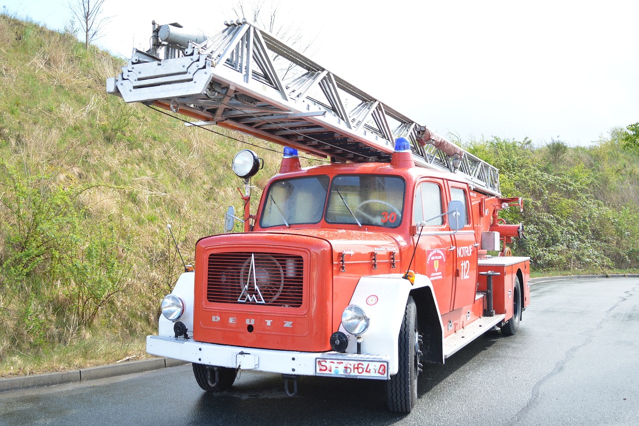magirus fire truck turntable ladder free photo