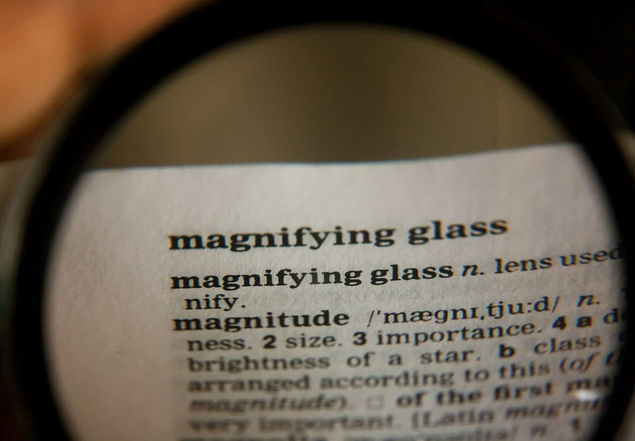 magnifying glass word definition free photo
