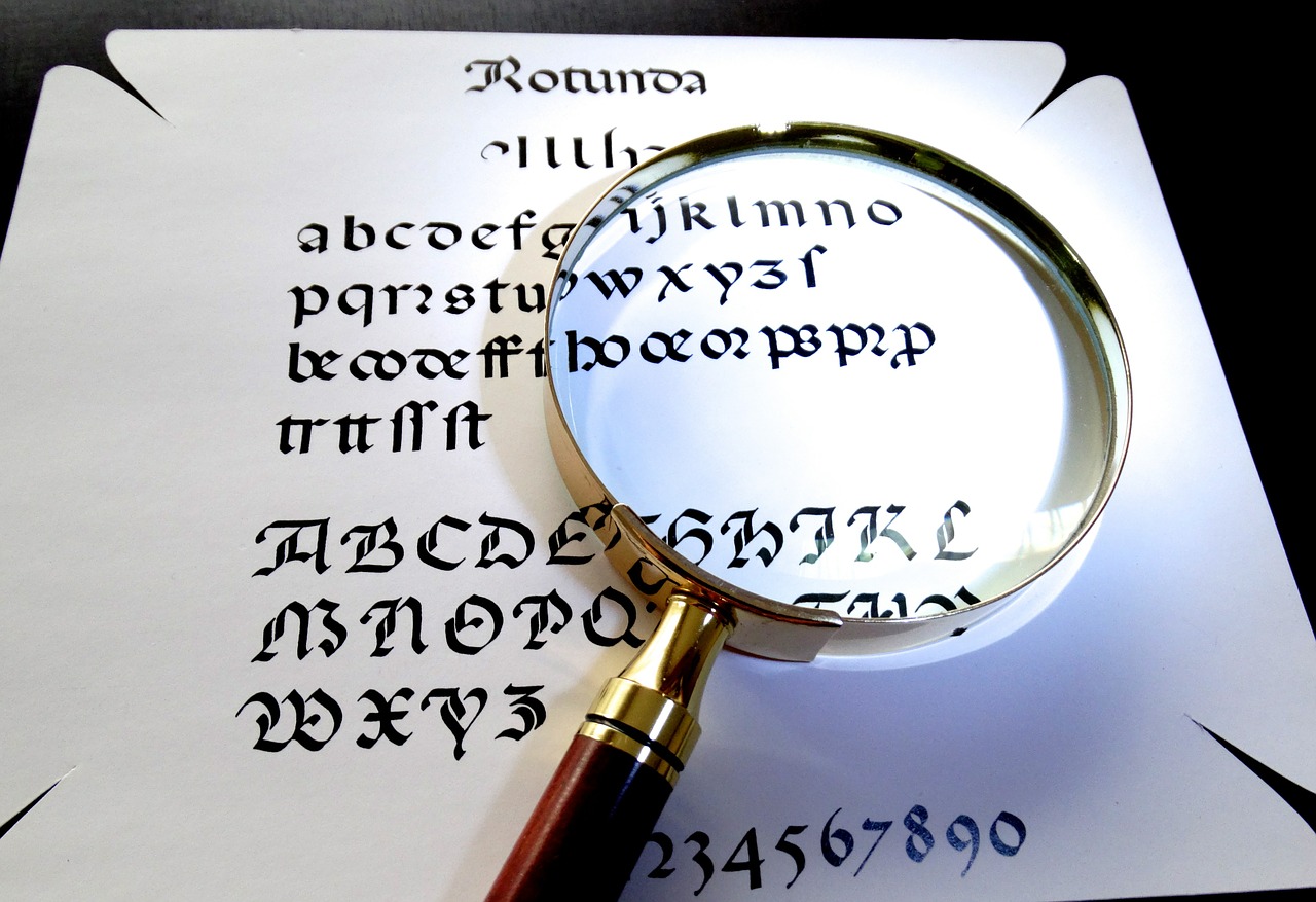 magnifying glass calligraphy larger view free photo