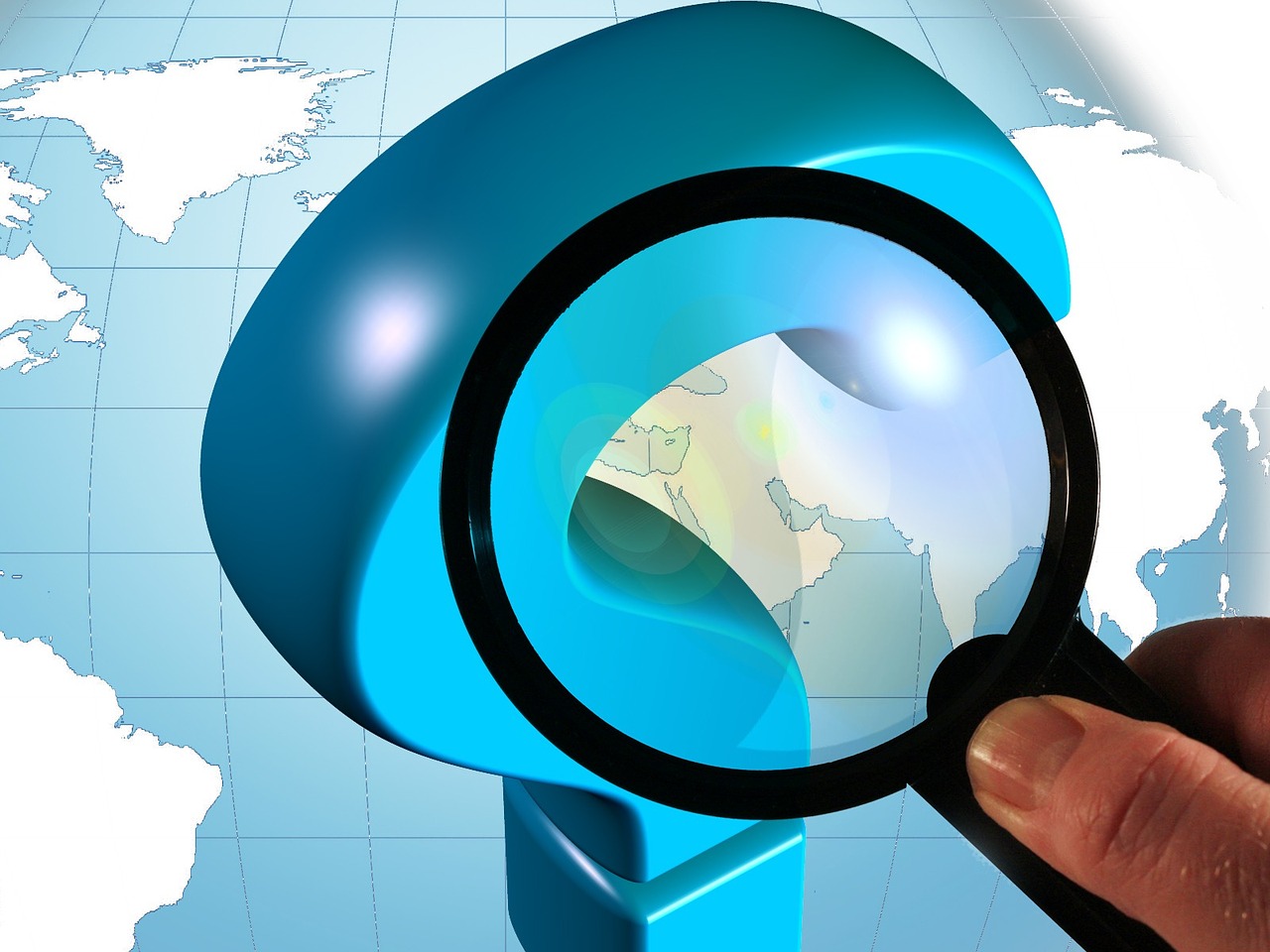 magnifying glass question mark globe free photo