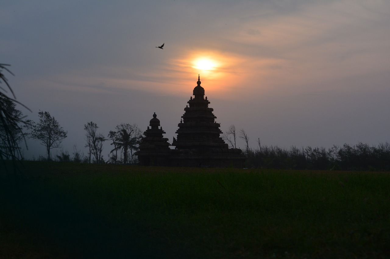 mahabalipuram sunrise shore temple free photo