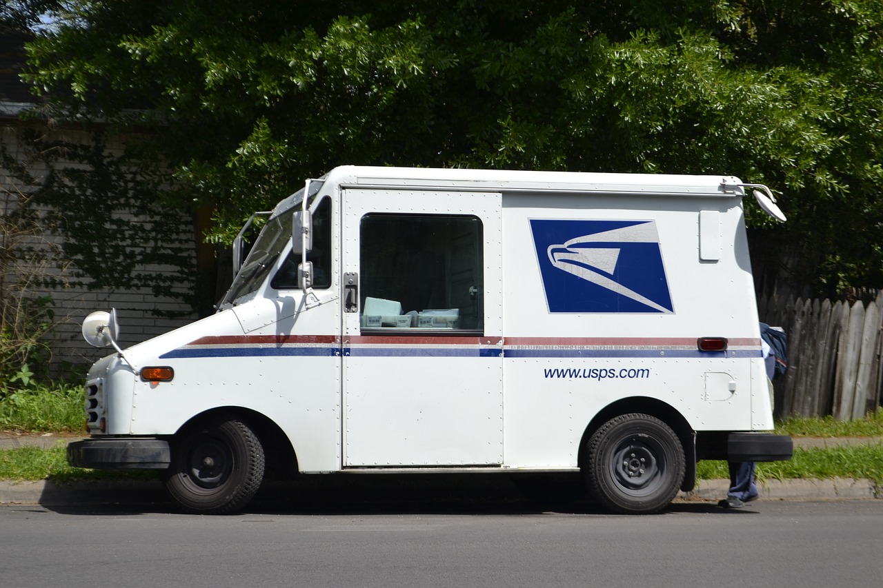 mail truck mail clerk mailman free photo