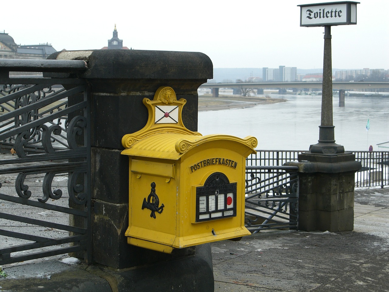 mailbox post mail box yellow free photo