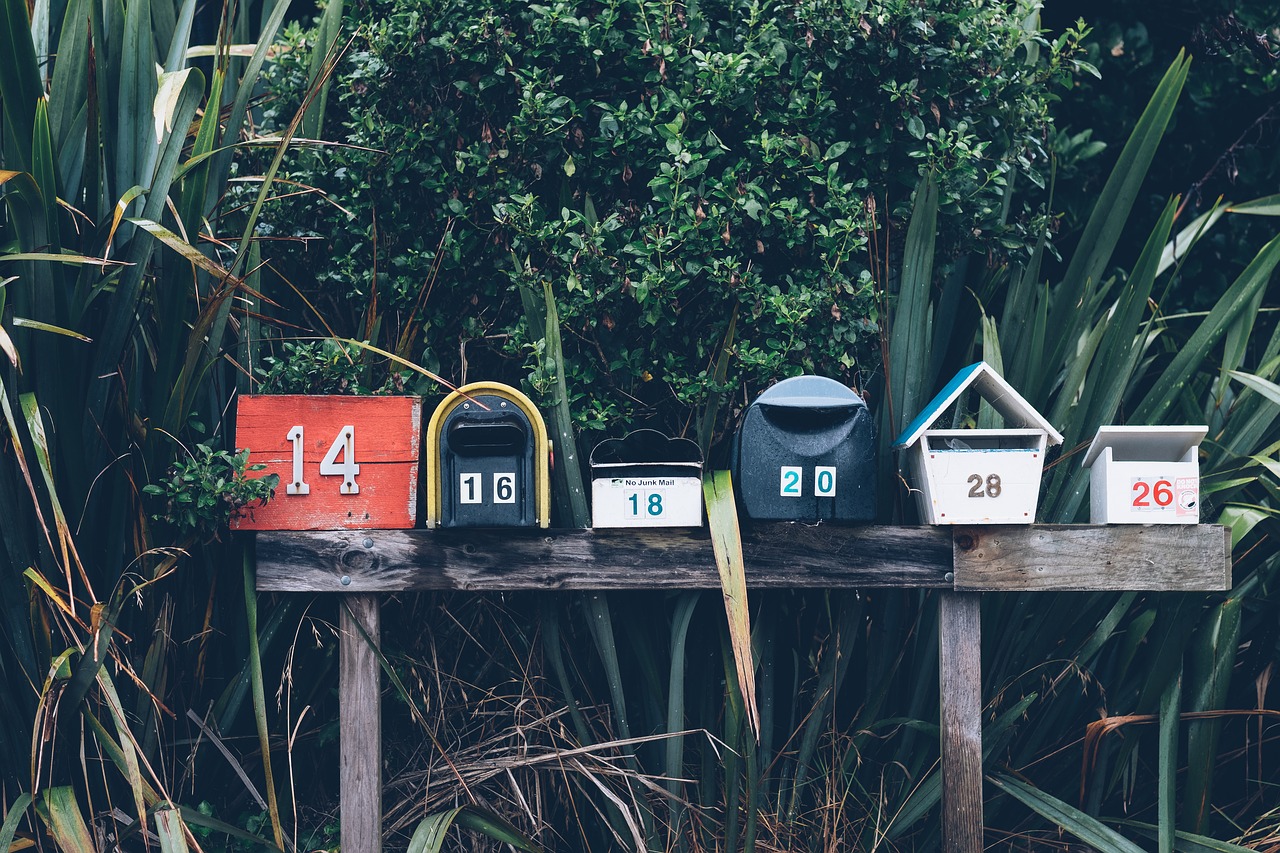 mailboxes numbers plants free photo