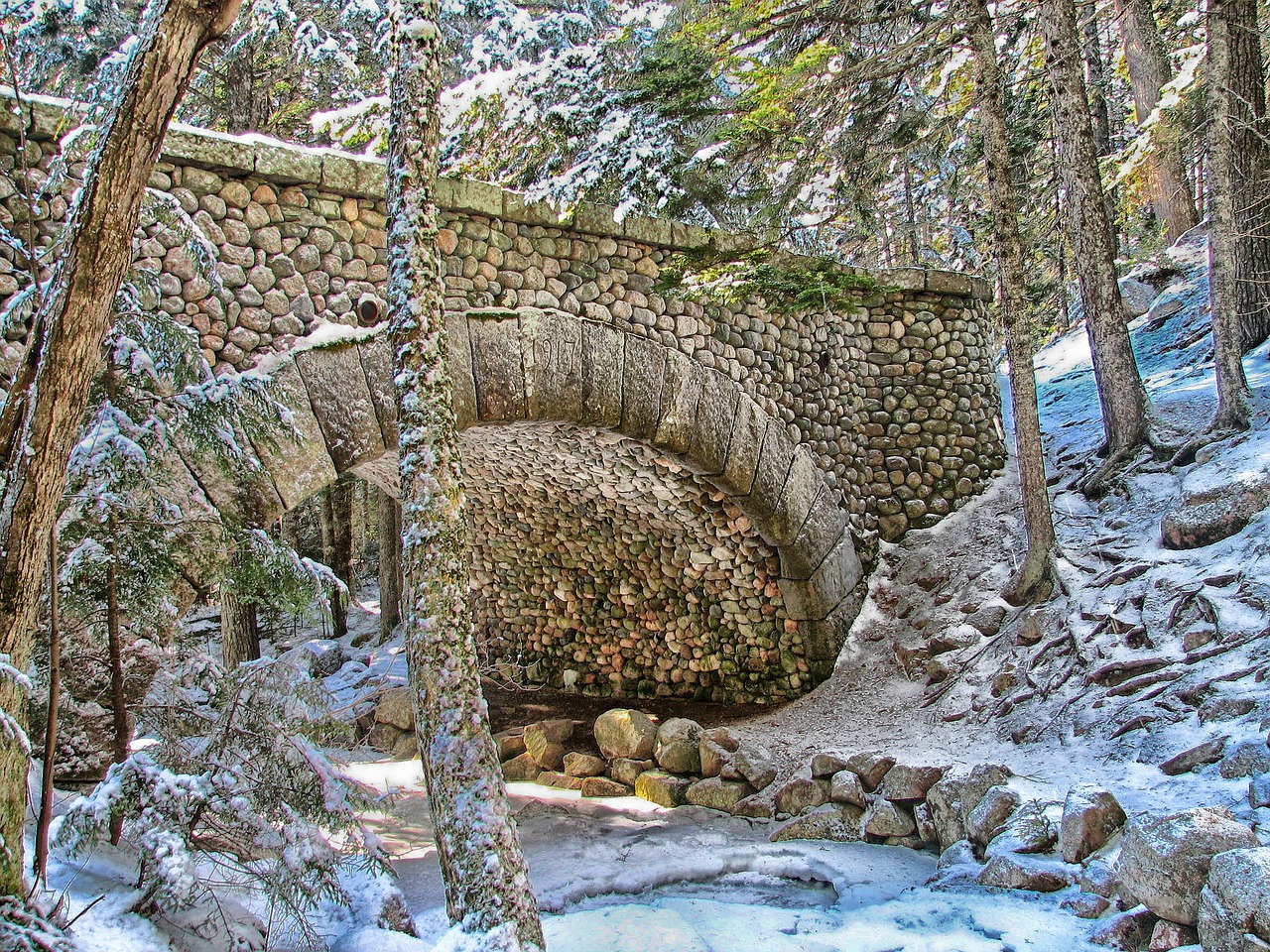 maine bridge winter free photo