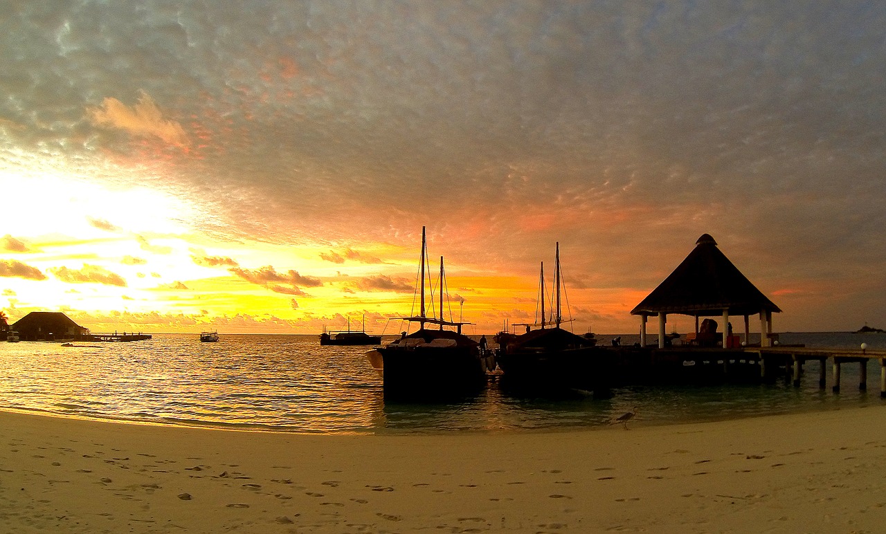 maldives sunset sea free photo