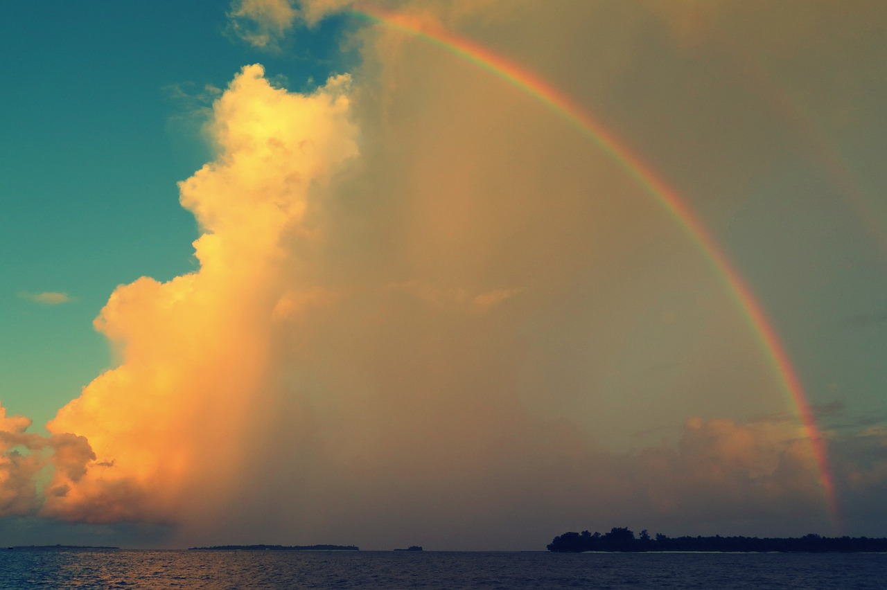 maldives sunset rainbow free photo