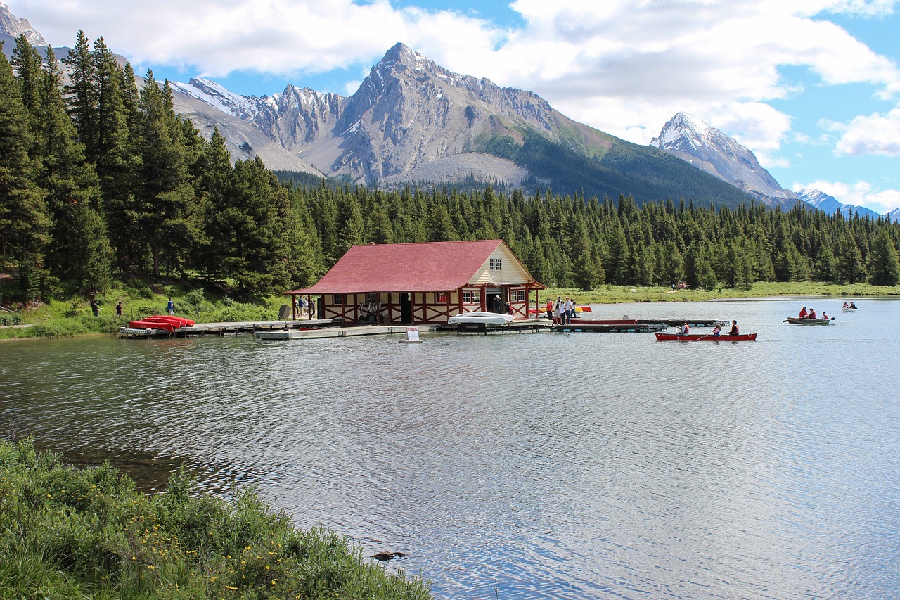 maligne lake canoe rental canadian rockies free photo