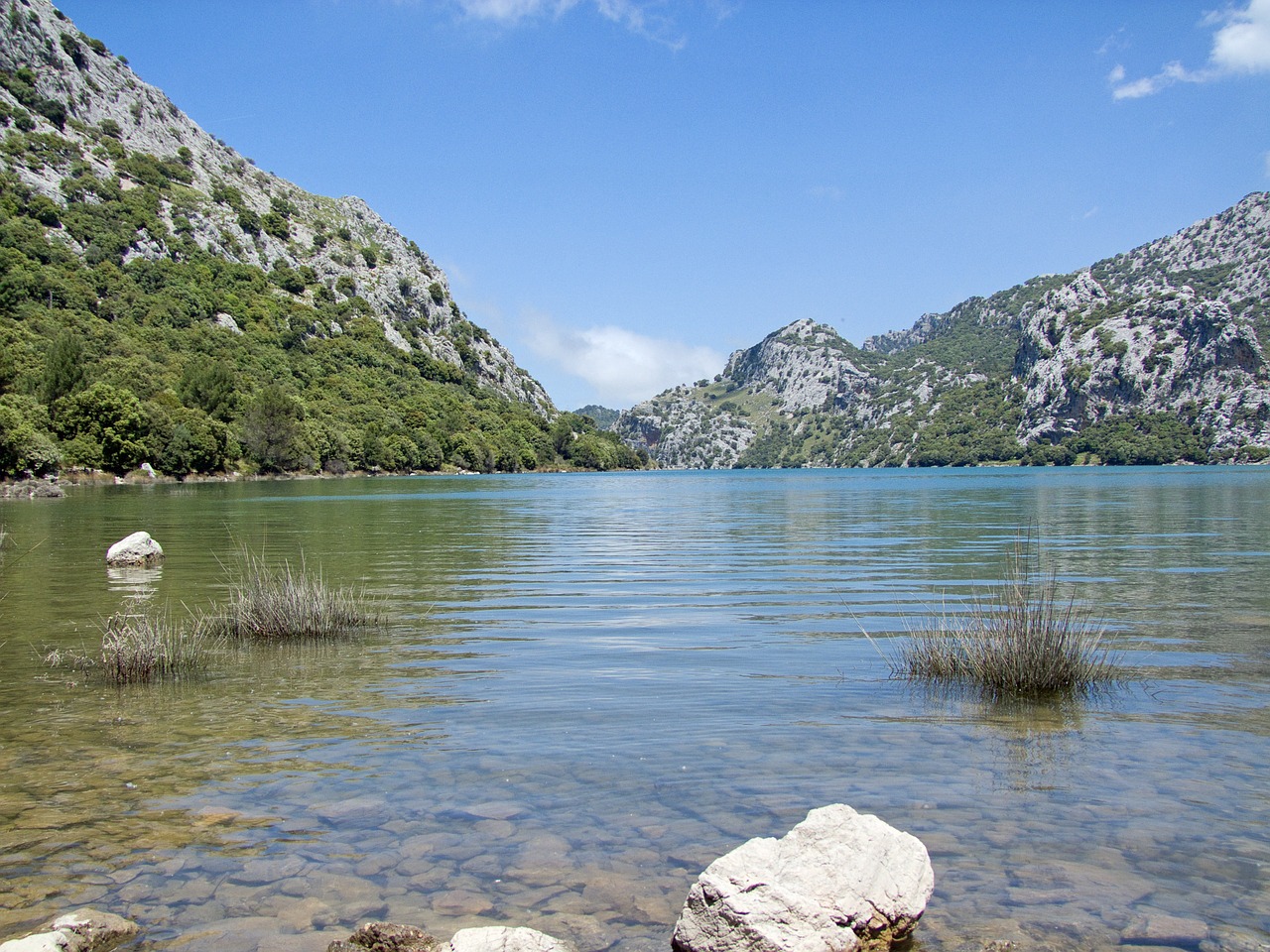 mallorca water reservoir landscape free photo