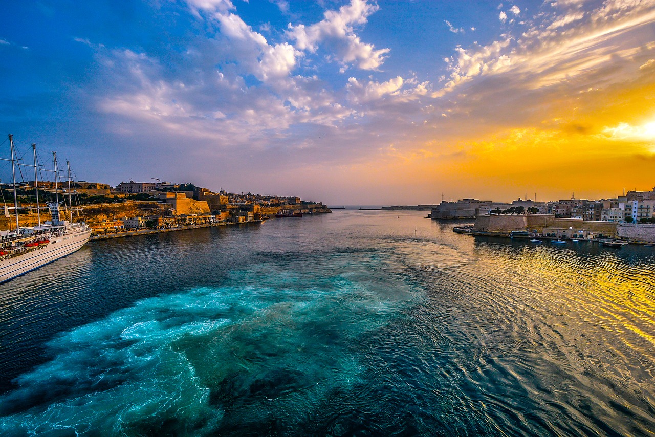 malta harbor sunset free photo