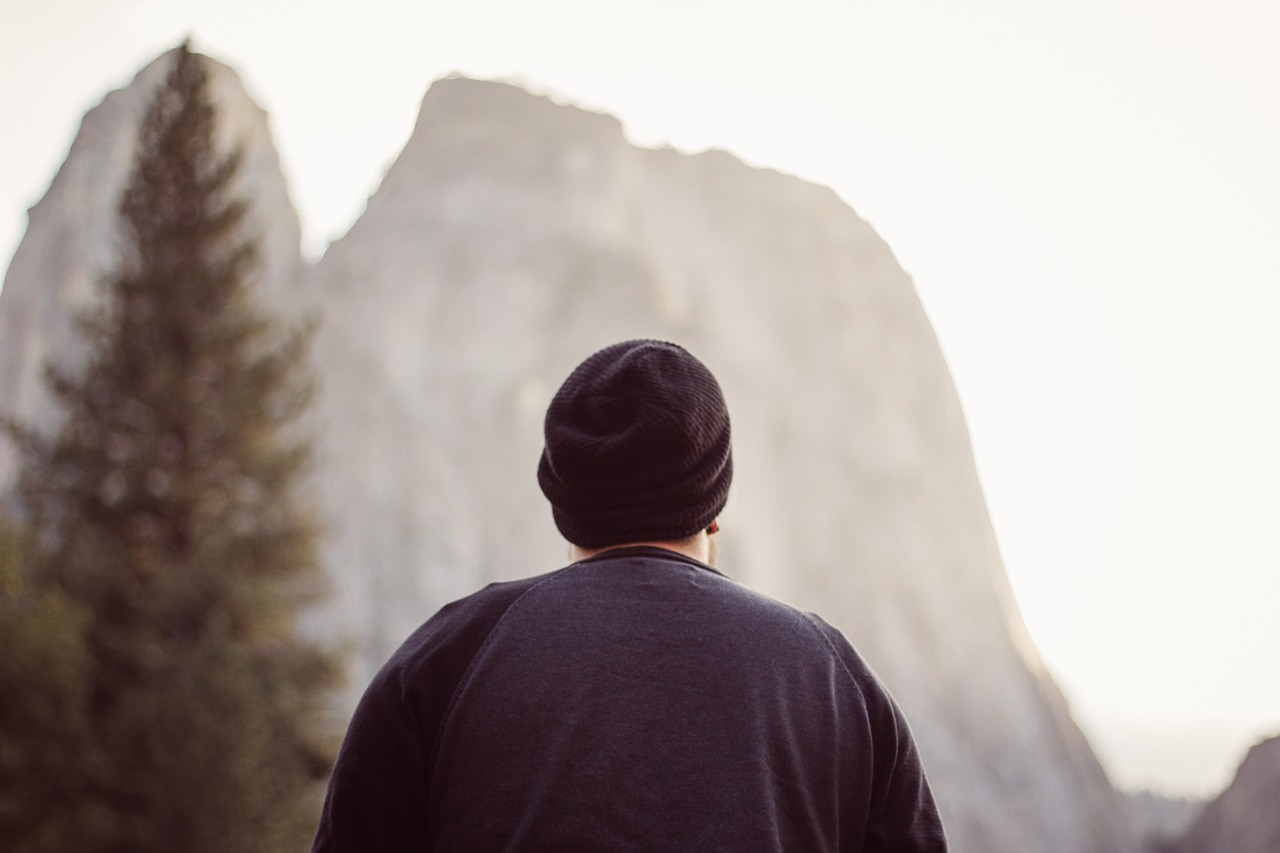 man gazing landscape free photo