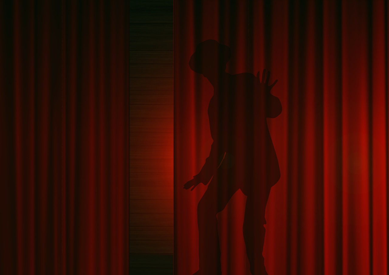 man silhouette curtain free photo