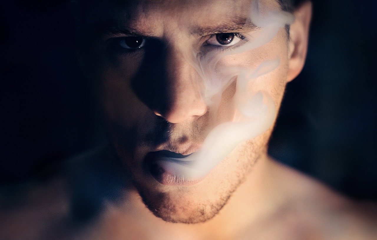 man portrait smoke cloud free photo