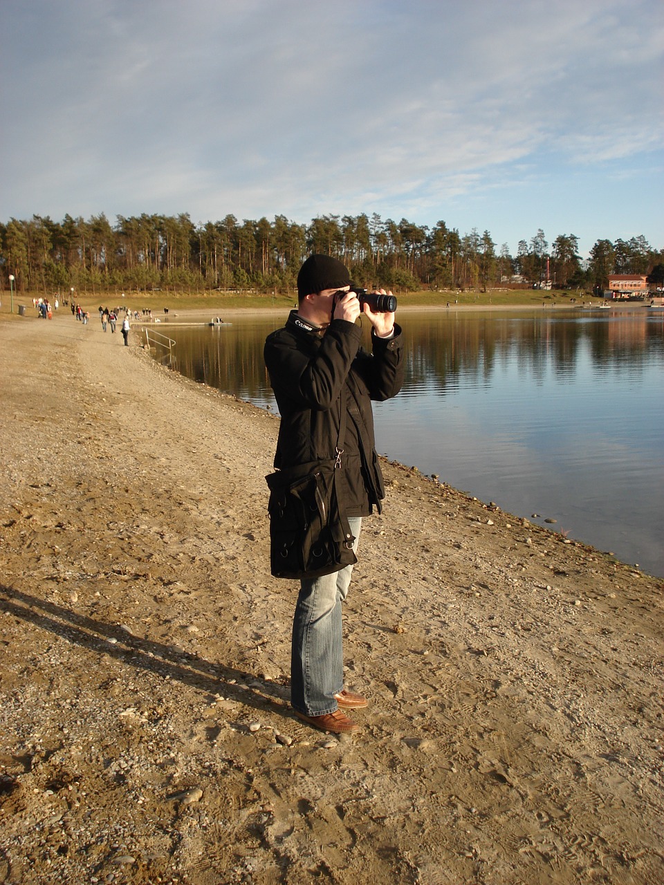 man photographer lake free photo