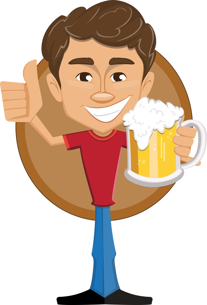 man beer thumbs-up free photo
