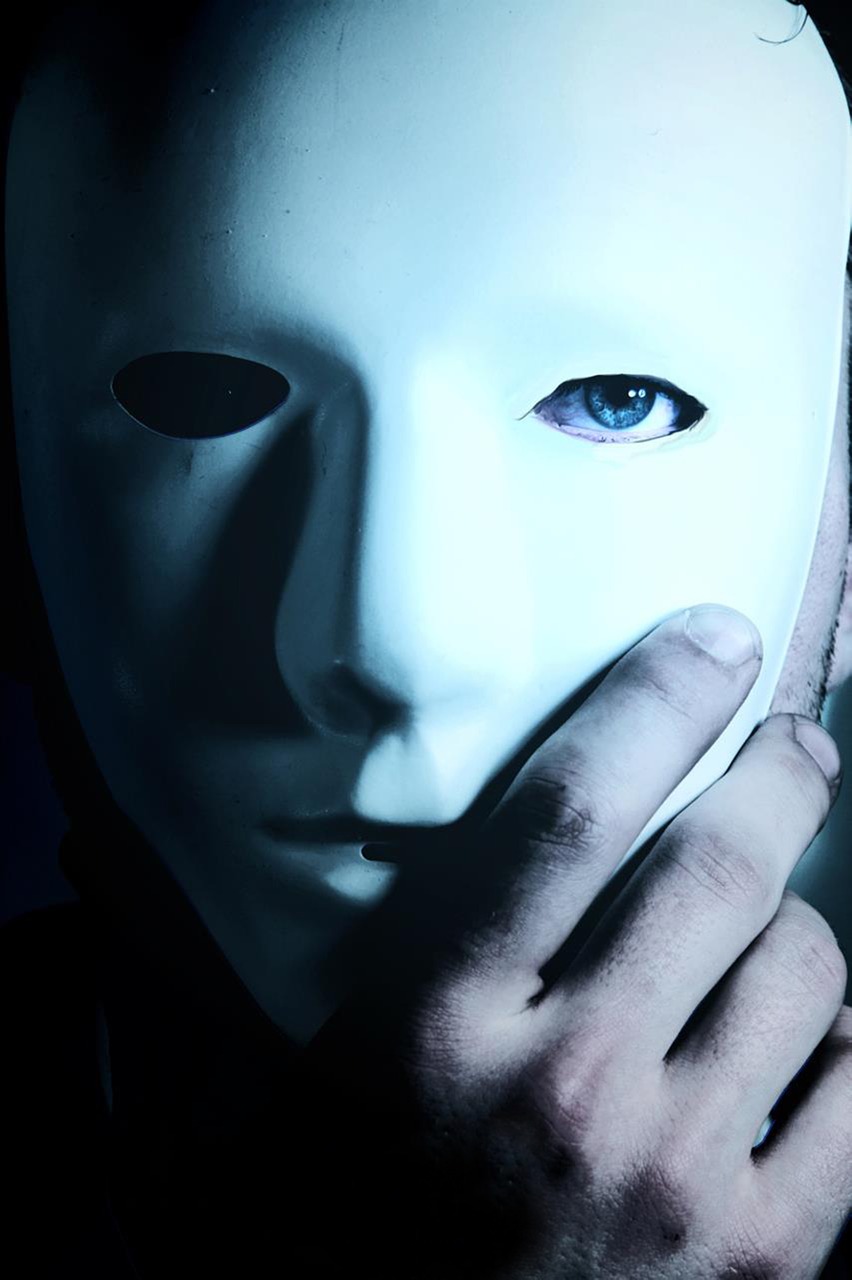 man mask blue eyes free photo