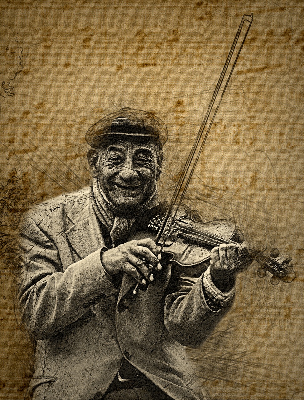 man senior violin free photo