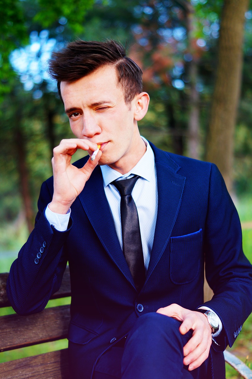 man cigarette suit free photo