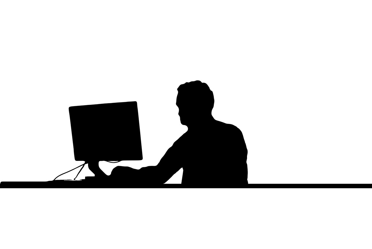 man silhouette desk free photo
