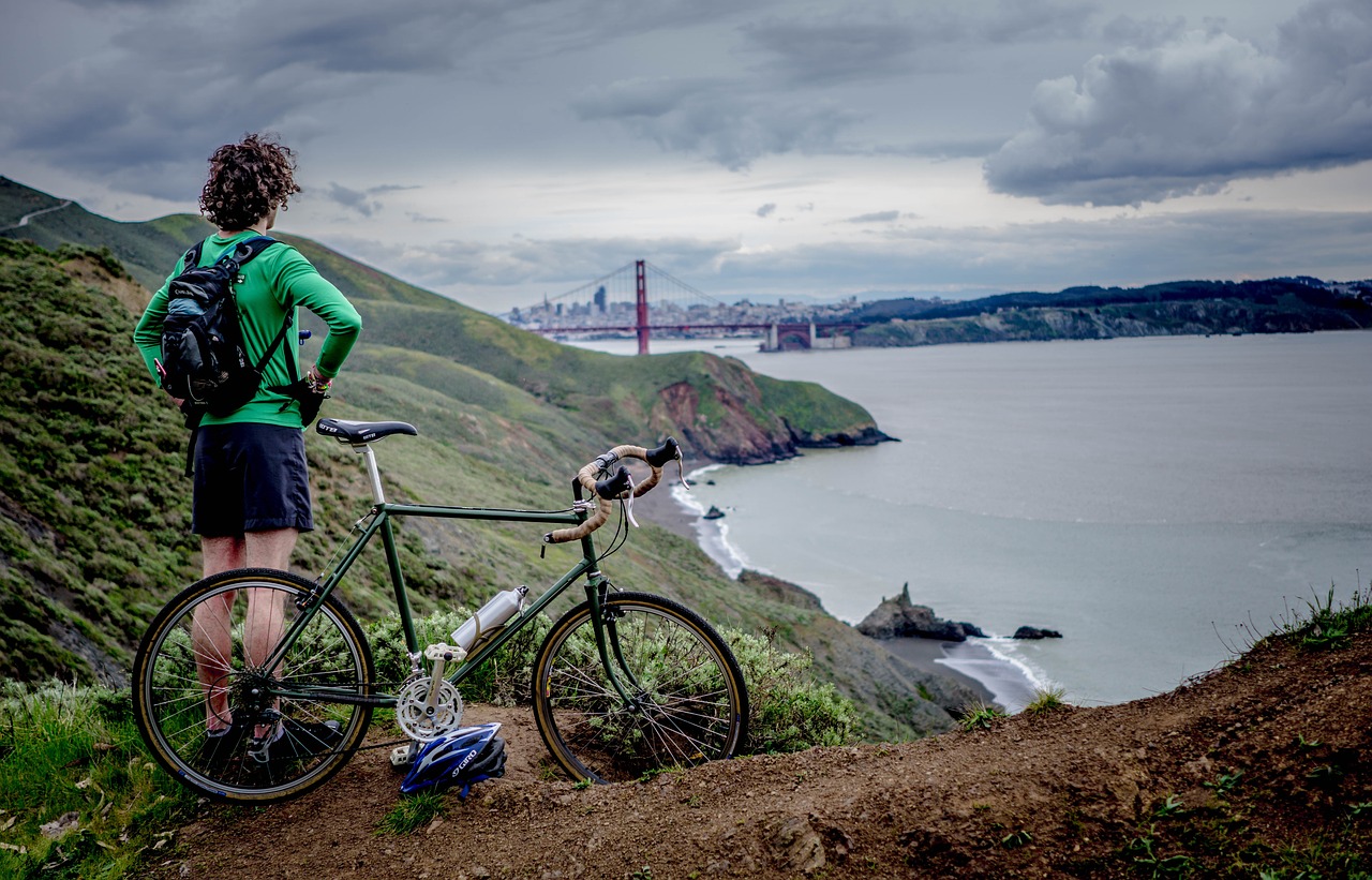 man bicycle back free photo