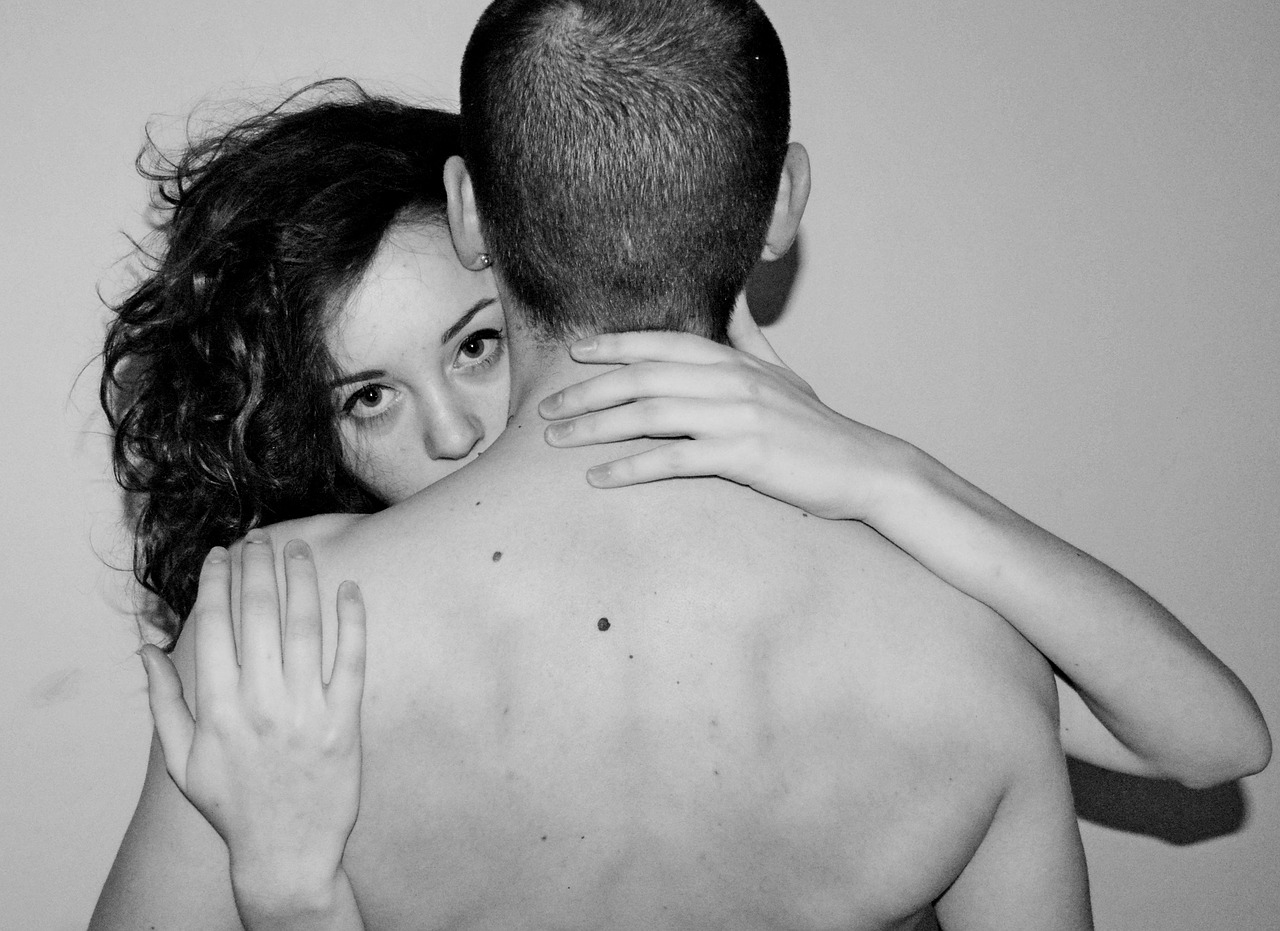 man woman black and white free photo