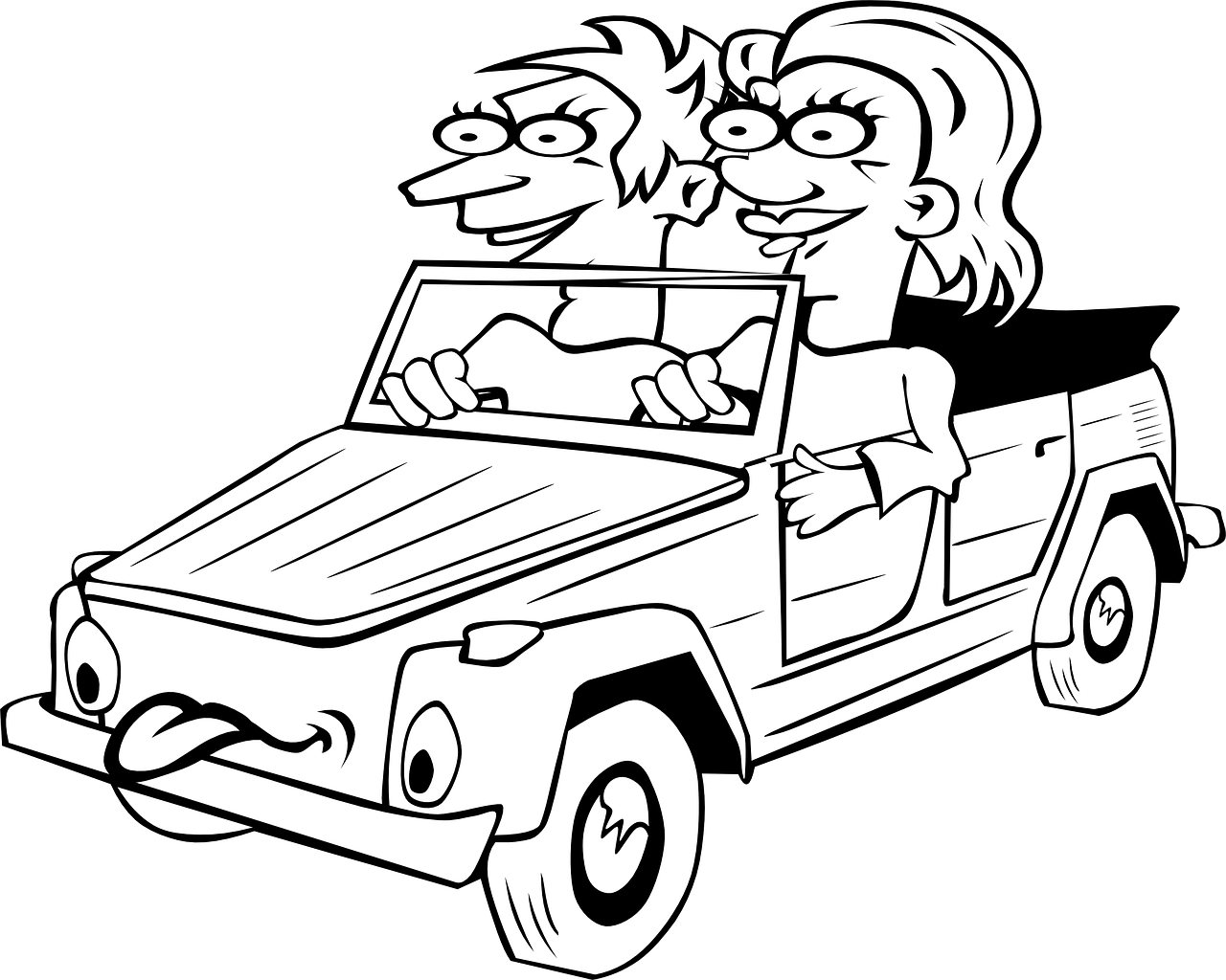 man,woman,car,driving,couple,happy,cartoons,free vector graphics,free pictures, free photos, free images, royalty free, free illustrations, public domain