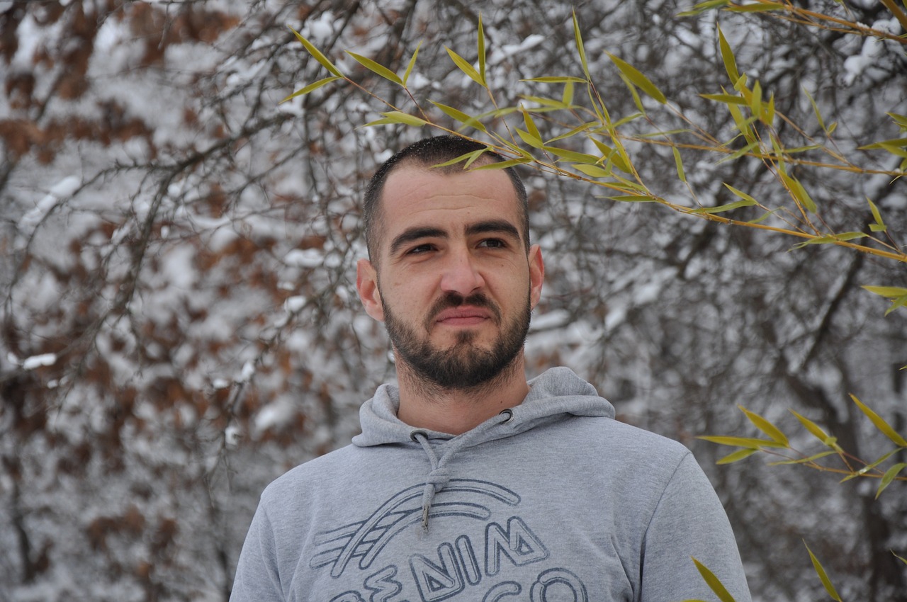 man portrait snow free photo