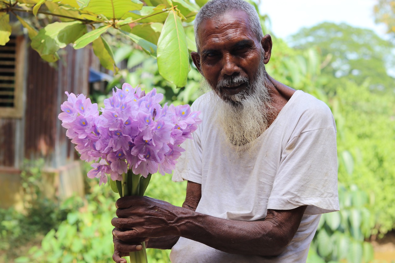 man  old  flowers free photo