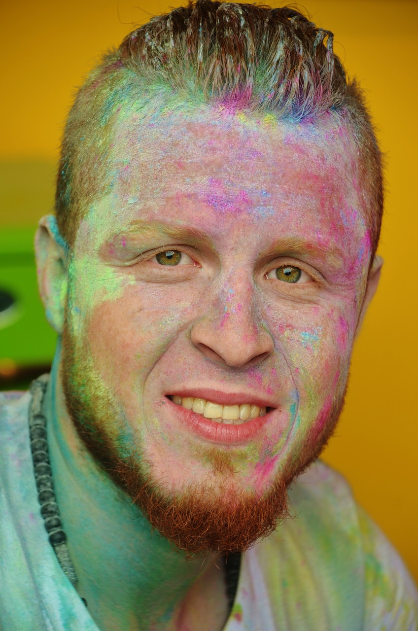 man colorful painted free photo